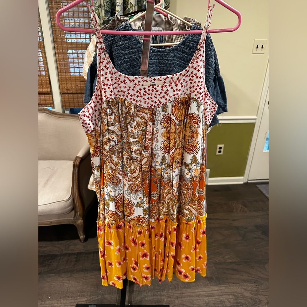 Enthro Floral and Paisley Sleeveless Dress / Tunic Sz L